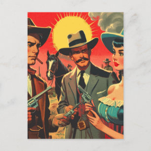 Cartão Postal Vintage Western História em quadrinhos Illustratio