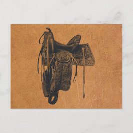 Cartão Postal Vintage Western Horse Saddle