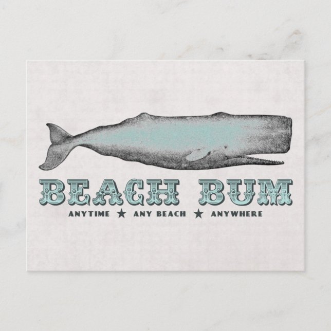 Cartão Postal Vintage Whale Beach Bum (Frente)
