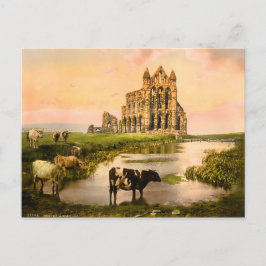 Cartão Postal Vintage Whitby Abbey Yorkshire Inglaterra