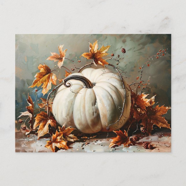 Cartão Postal Vintage White Pumpkin Painting (Frente)