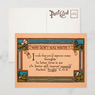 Cartão postal Vintage Why Don't You Write 