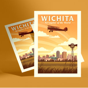 Cartão Postal Vintage Wichita Kansas