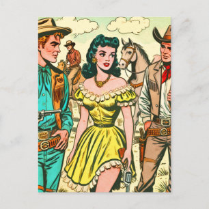 Cartão Postal Vintage Wild West Country Histórias em quadrinhos