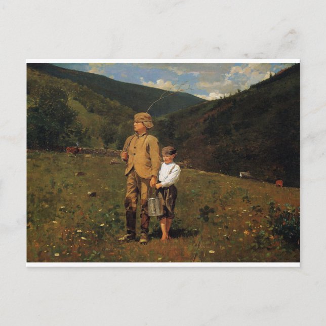 Cartão Postal Vintage Winslow Homer atravessando a pastagem (Frente)