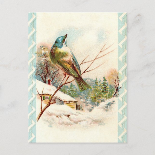 Cartão Postal Vintage Winter Blue (Frente)