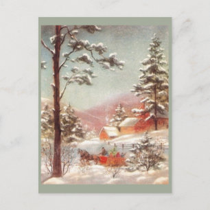 Cartão Postal Vintage Winter Country Scense