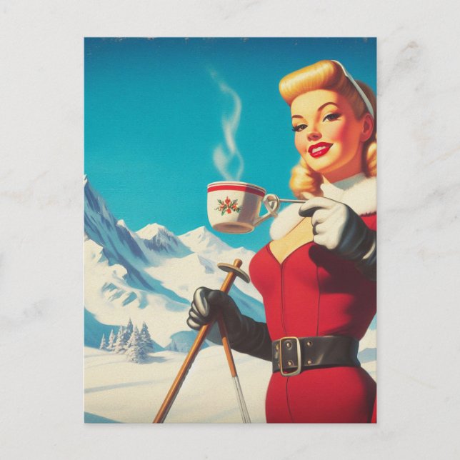 Cartão Postal Vintage Winter Girl (Frente)