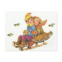 Cartão postal Vintage Winter Ride