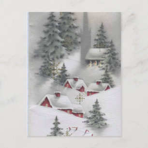 Cartão Postal Vintage Winter Scense