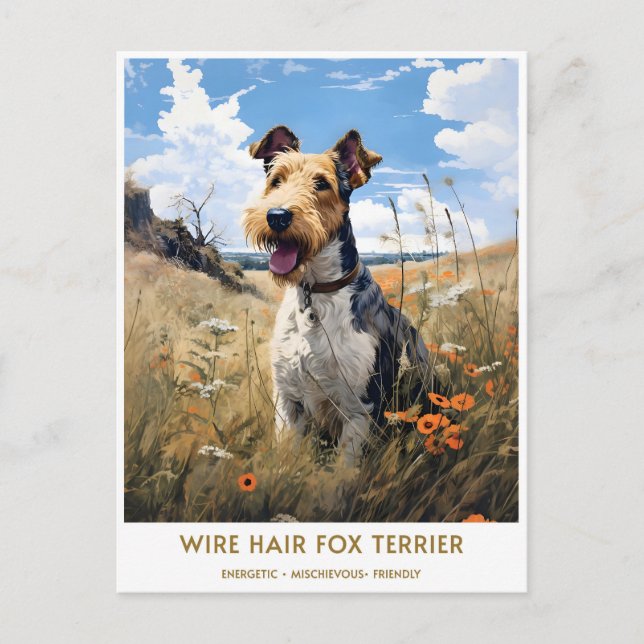 Cartão Postal Vintage Wire Hair Fox Terrier (Frente)