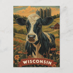 Cartão Postal Vintage Wisconsin Espírito Patriótico