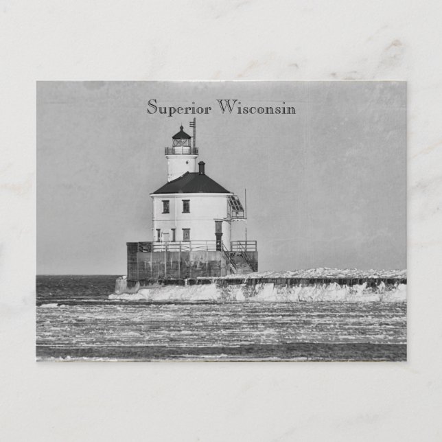 Cartão postal Vintage Wisconsin Lighthouse (Frente)