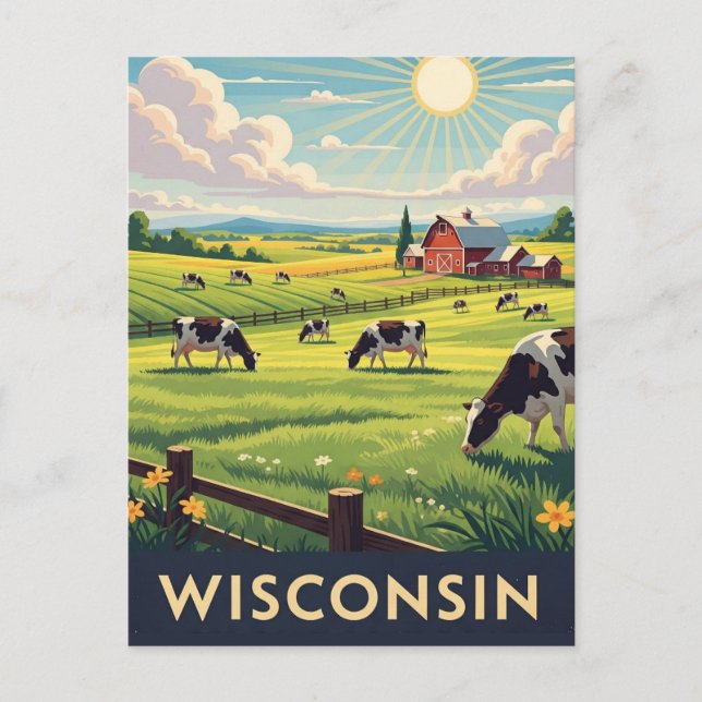 Cartão Postal Vintage Wisconsin viagem (Frente)