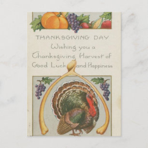 Cartão Postal Vintage Wishbone Turkey Graphics