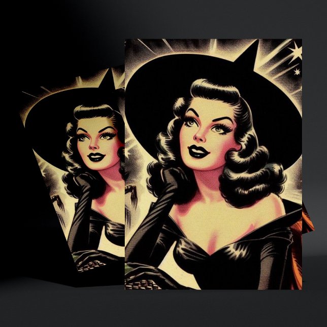 Cartão Postal Vintage Witch Pin Up (Criador carregado)