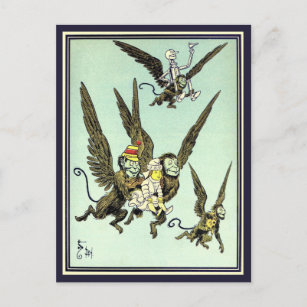 Cartão Postal Vintage Wizard of Oz, macacos voadores com Dorothy