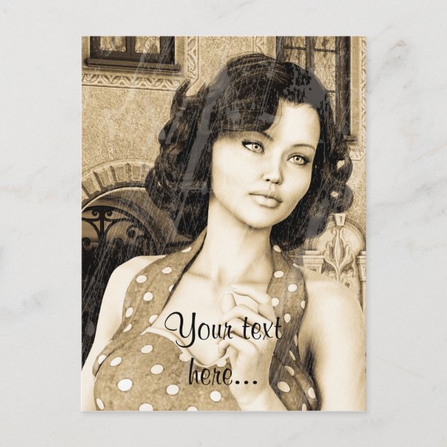 Cartão Postal Vintage Woman (Frente)