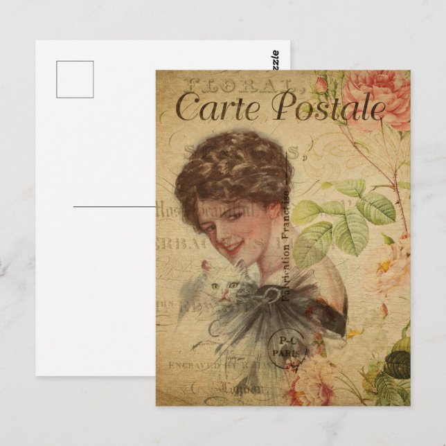 Cartão Postal Vintage Woman (Frente/Verso)