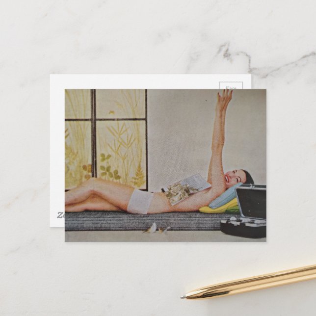 Cartão Postal Vintage woman 1957 weight loss ad (Frente/Verso In Situ)