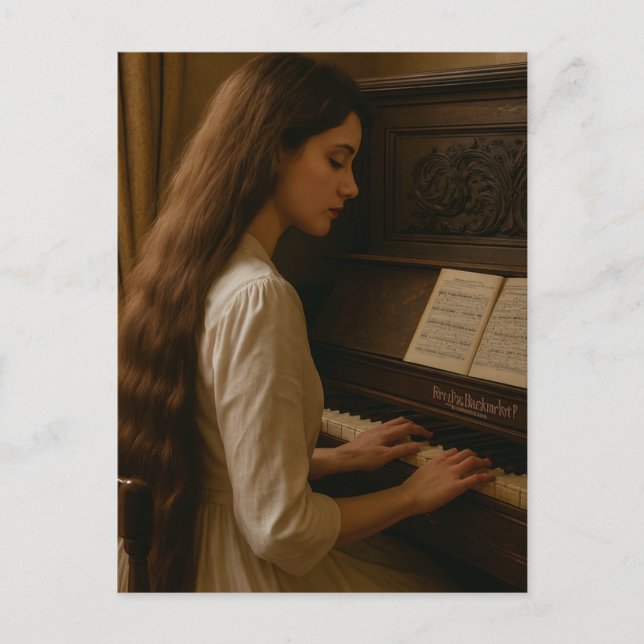 Cartão Postal Vintage Woman Pianist (Frente)