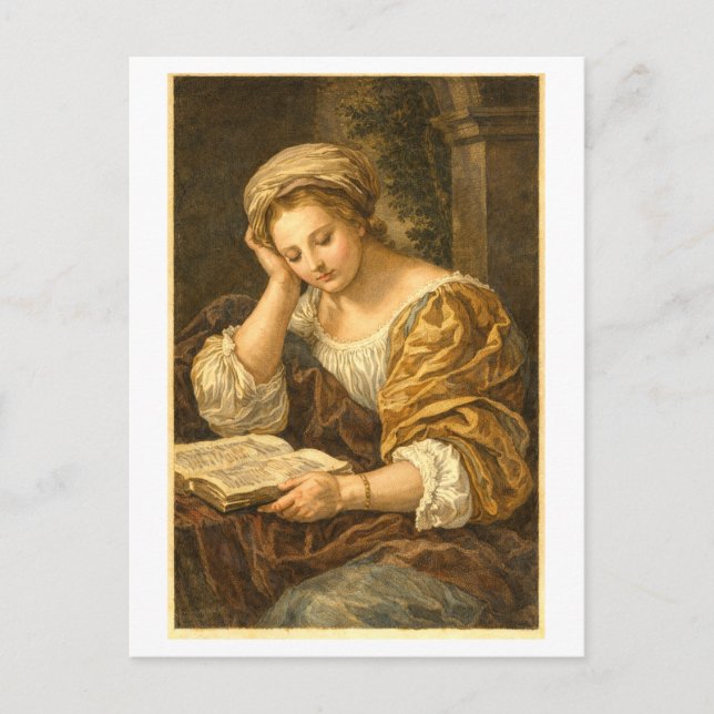 Cartão Postal Vintage Woman Reading (Frente)