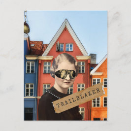 Cartão Postal Vintage Woman Trailblazer Kitschy