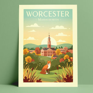 Cartão Postal Vintage Worcester Massachusetts