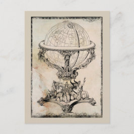 Cartão Postal Vintage World Globe Map Impressão
