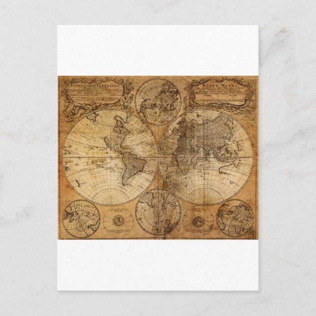 Cartão Postal Vintage World Map (Frente)