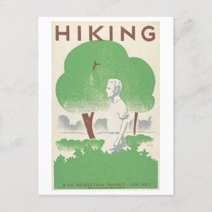 Cartão Postal Vintage WPA Hiking Poster