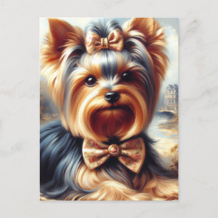 Cartão Postal Vintage Yorkshire Terrier Painting