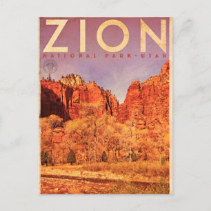 Cartão Postal Vintage Zion Virgin River Viagem Postcard
