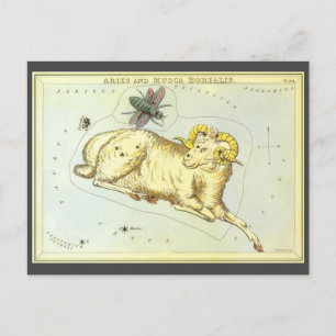 Cartão Postal Vintage Zodiac, Astrology Aries Ram Constelação