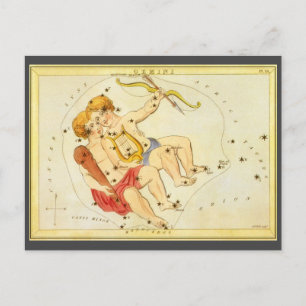 Cartão Postal Vintage Zodiac Astrology Gemini Constelação Gêm