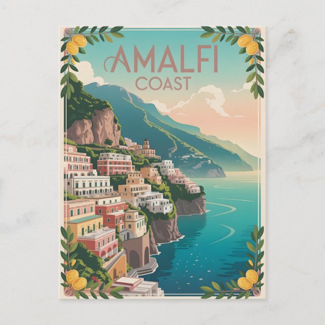 Cartão Postal Vintagem da Costa Amalfi (Frente)