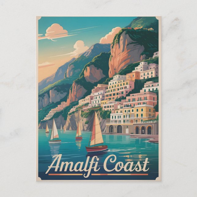 Cartão Postal Vintagem da Costa Amalfi (Frente)