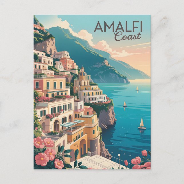 Cartão Postal Vintagem da Costa Amalfi (Frente)