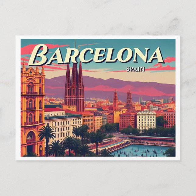 CARTÃO POSTAL VINTAGEM DE ESPANHA DE BARCELONA (Frente)