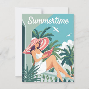 Cartão Postal Vintagem de Relaxamento em Summertime
