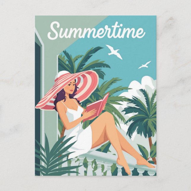 Cartão Postal Vintagem de Relaxamento em Summertime (Frente)