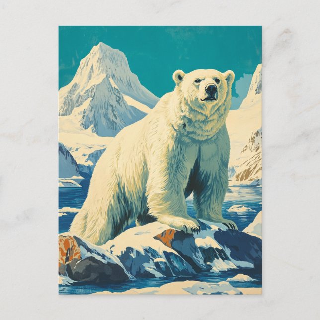 Cartão Postal Vintagem de urso polar (Frente)