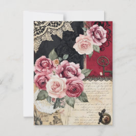Cartão Postal Vintagem Gótica Romântica Elegante