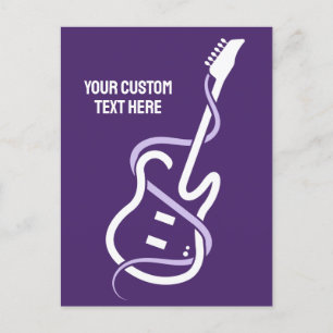 Cartão Postal Violão Estilizado de Texto Personalizado