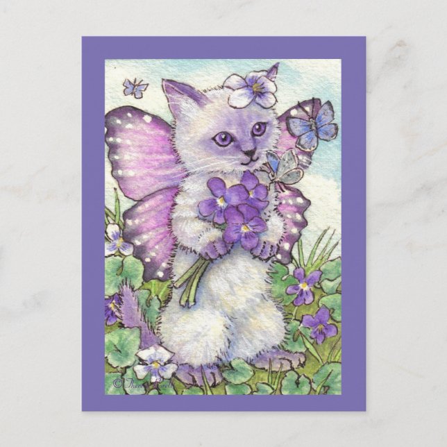 Cartão postal Violet Fairy Cute Siamese Kitten (Frente)