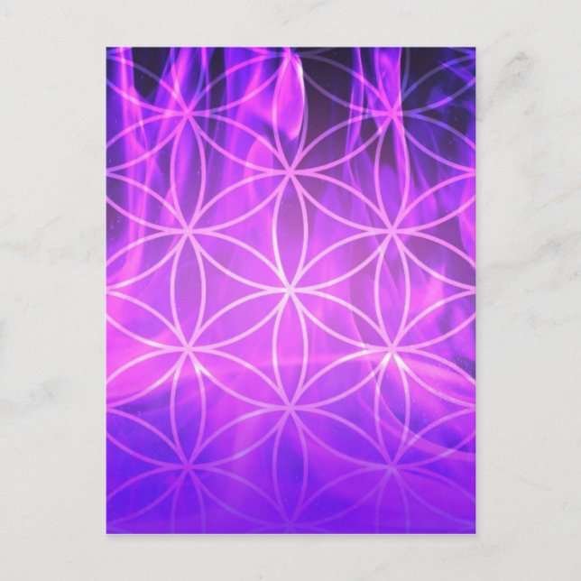 Cartão Postal Violet Flame Flower of Life (Frente)