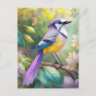 Cartão Postal Violet Tufted Jay Fantasy Bird