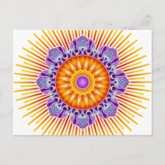 Cartão Postal Violeta amarela de Mandala (Frente)