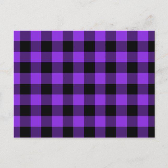 Cartão Postal Violeta Azul e Gingham Negro (Frente)