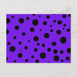 Cartão Postal Violeta Roxo com Produtos de Bolinhas Preta